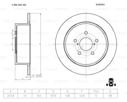 BOSCH 0 986 AB5 560 Brake Disc