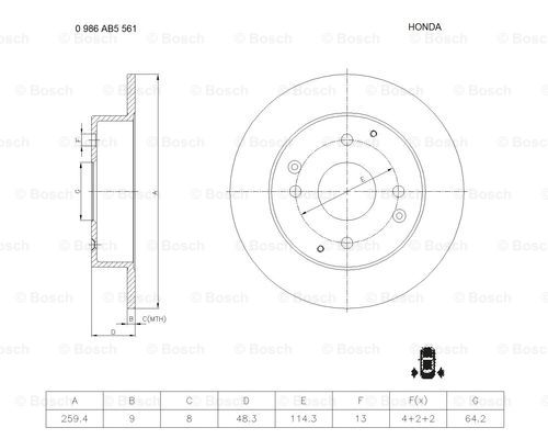 BOSCH 0 986 AB5 561 Brake Disc