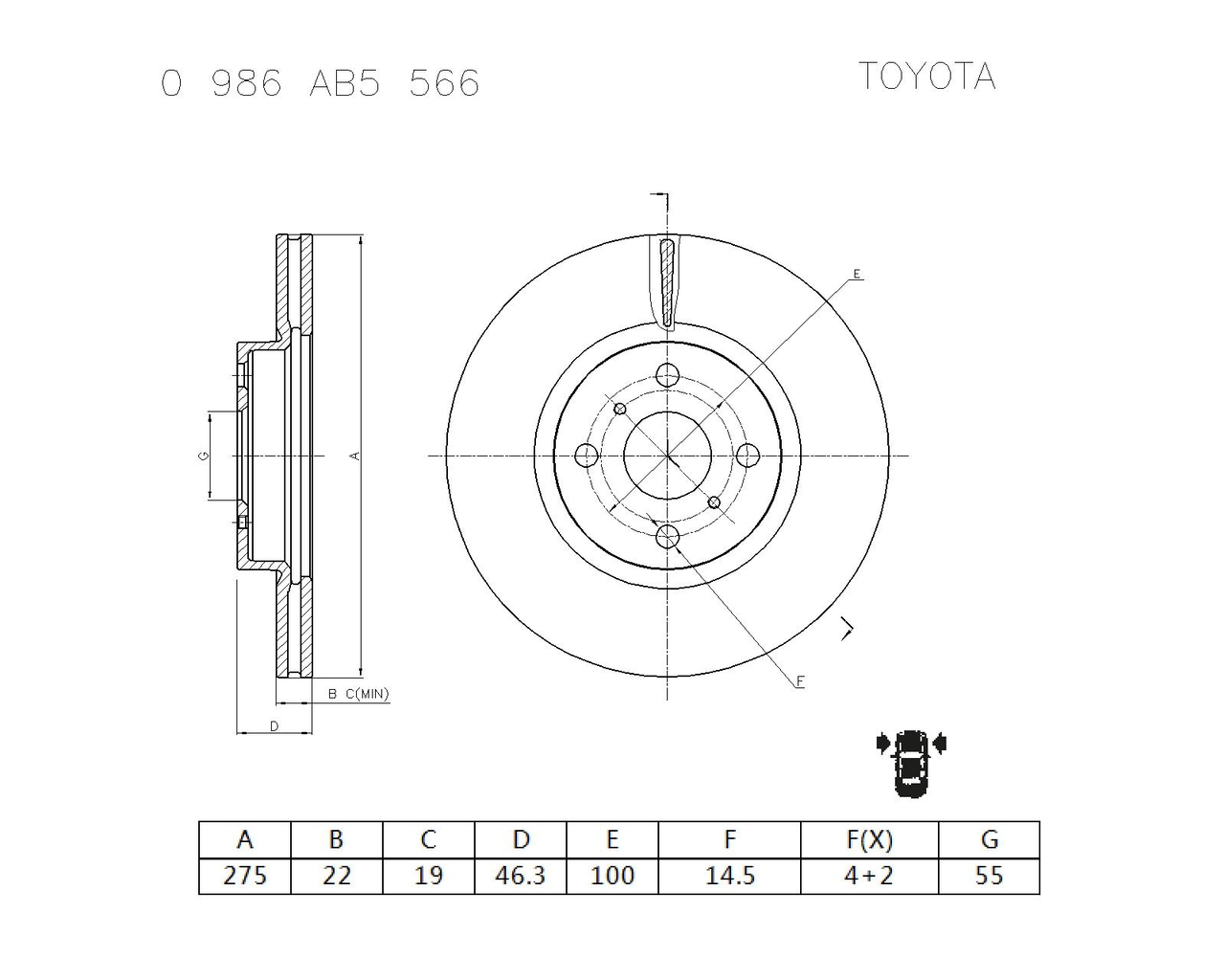 BOSCH 0 986 AB5 566 Brake Disc