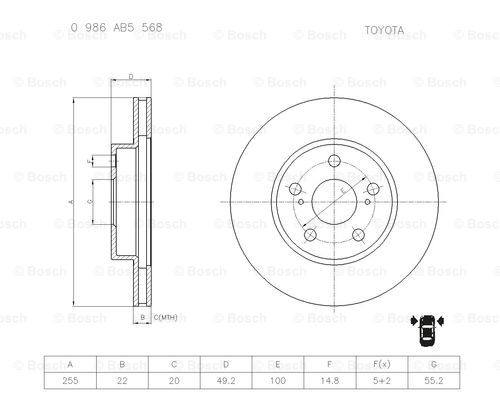 BOSCH 0 986 AB5 568 Brake Disc