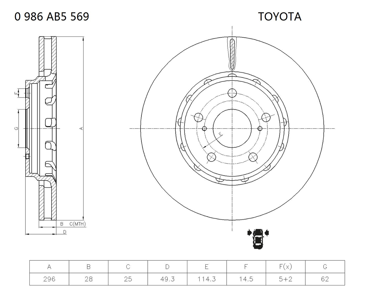 BOSCH 0 986 AB5 569 Brake Disc