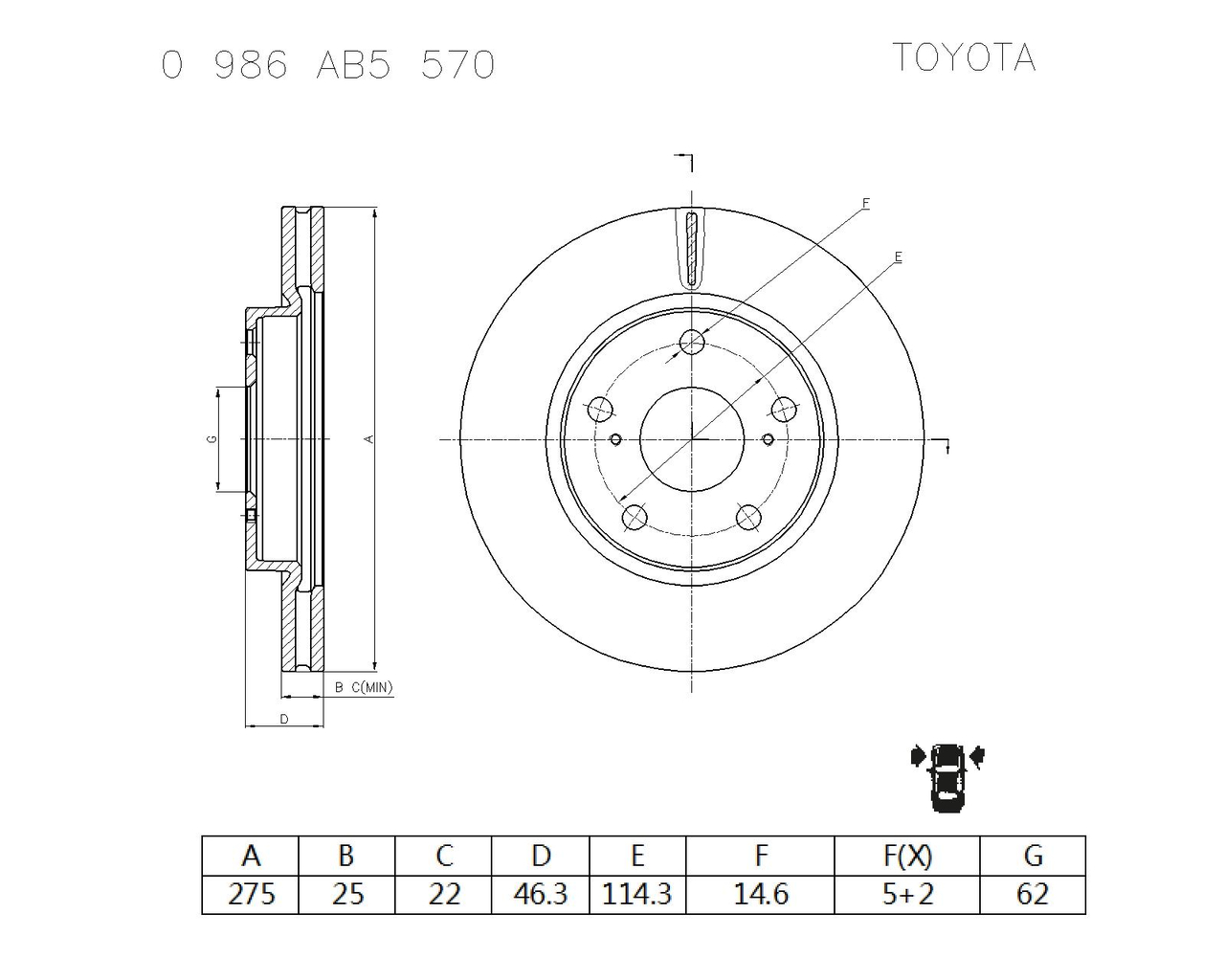 BOSCH 0 986 AB5 570 Brake Disc