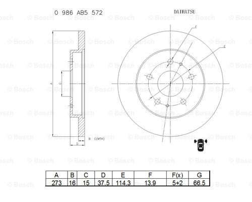 BOSCH 0 986 AB5 572 Brake Disc