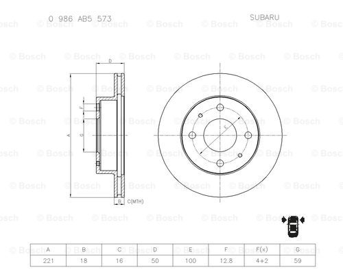 BOSCH 0 986 AB5 573 Brake Disc