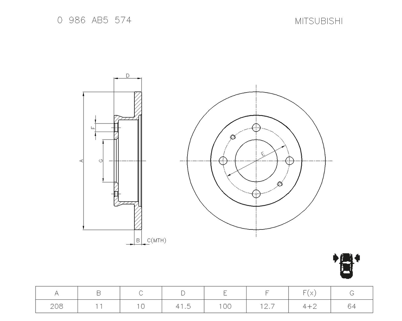 BOSCH 0 986 AB5 574 Brake Disc