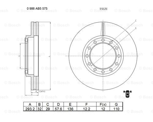 BOSCH 0 986 AB5 575 Brake Disc