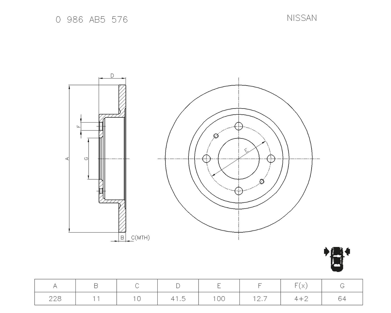 BOSCH 0 986 AB5 576 Brake Disc