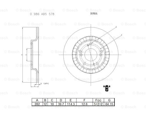 BOSCH 0 986 AB5 578 Brake Disc