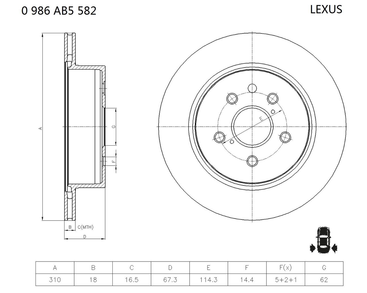 BOSCH 0 986 AB5 582 Brake Disc