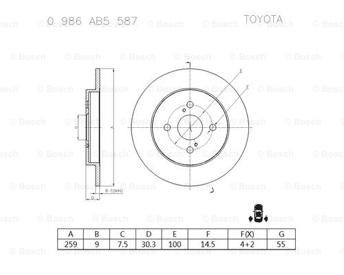 BOSCH 0 986 AB5 587 Brake Disc