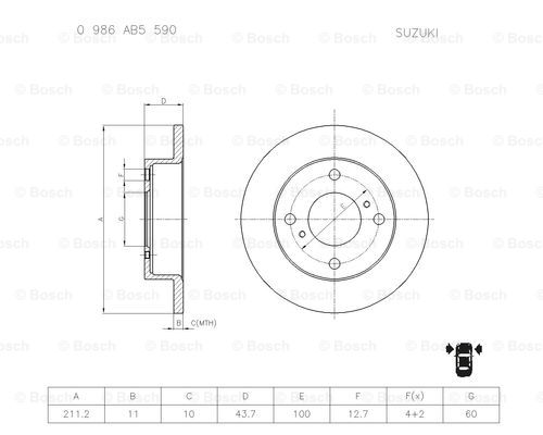 BOSCH 0 986 AB5 590 Brake Disc