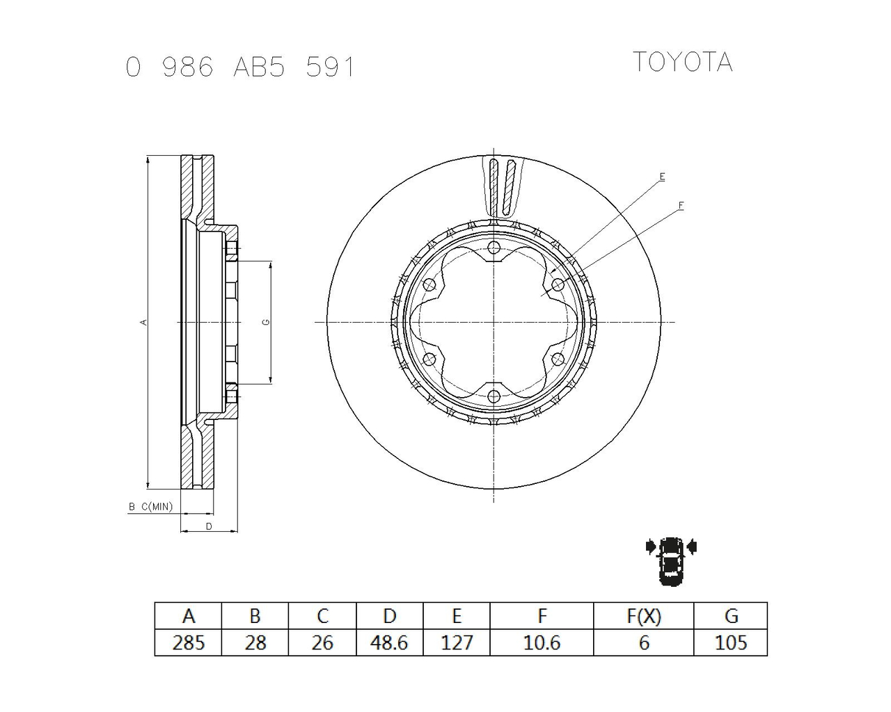 BOSCH 0 986 AB5 591 Brake Disc