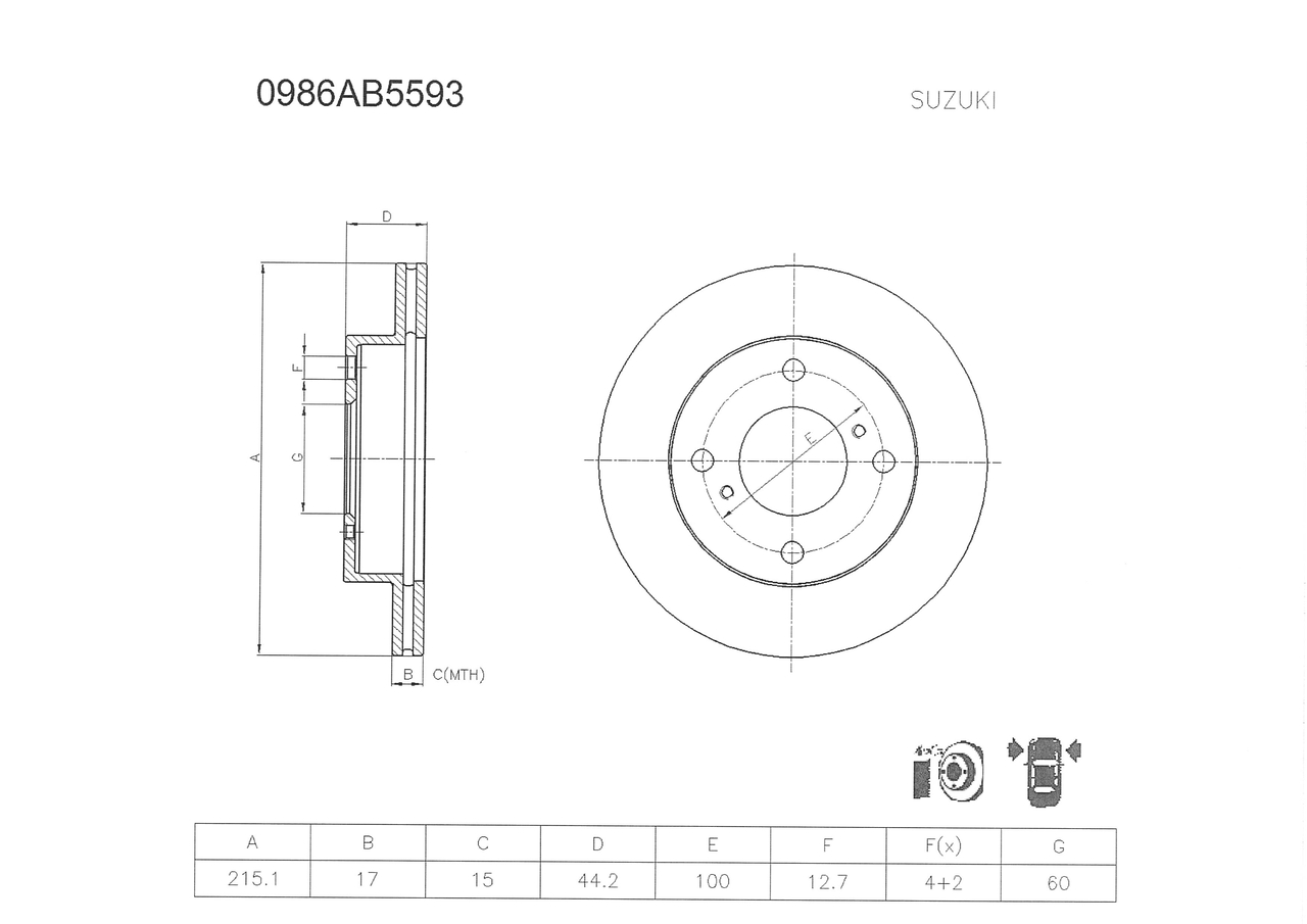 BOSCH 0 986 AB5 593 Bremsscheibe