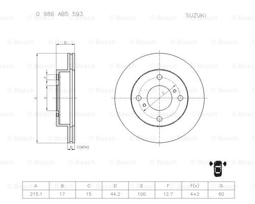 BOSCH 0 986 AB5 593 Brake Disc