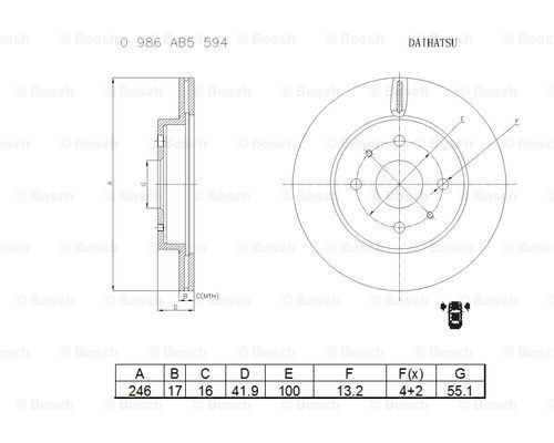 BOSCH 0 986 AB5 594 Brake Disc