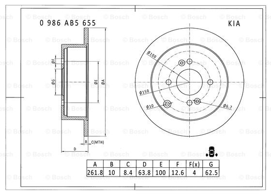 BOSCH 0 986 AB5 655 Brake Disc