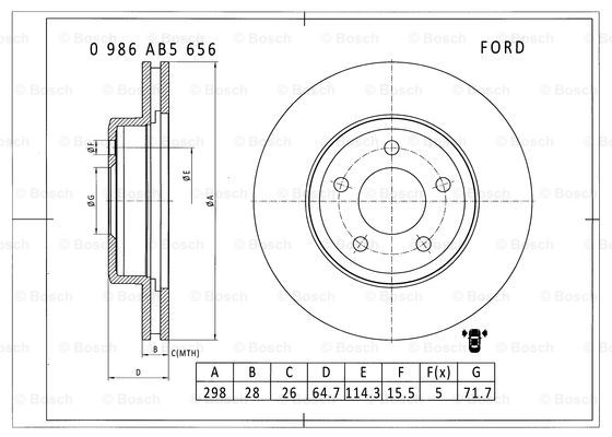 BOSCH 0 986 AB5 656 Brake Disc