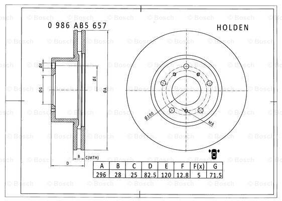 BOSCH 0 986 AB5 657 Brake Disc