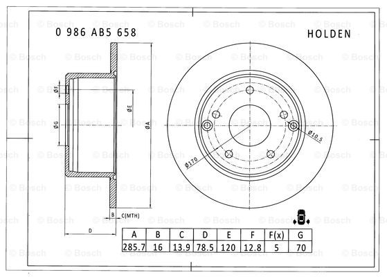 BOSCH 0 986 AB5 658 Brake Disc