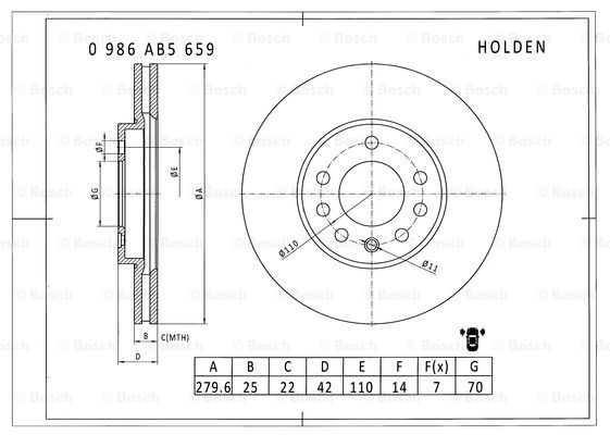 BOSCH 0 986 AB5 659 Brake Disc