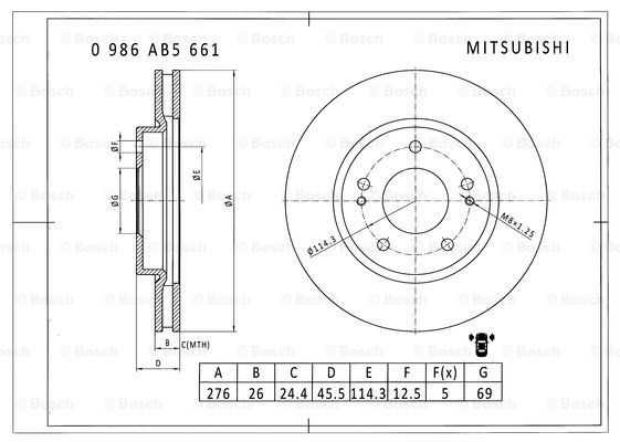 BOSCH 0 986 AB5 661 Brake Disc