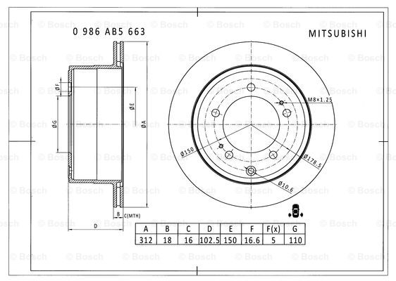 BOSCH 0 986 AB5 663 Brake Disc