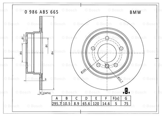 BOSCH 0 986 AB5 665 Brake Disc