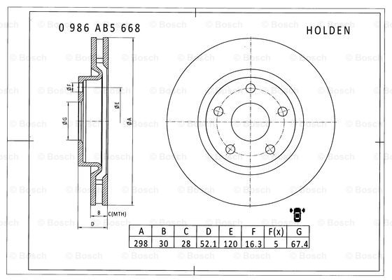 BOSCH 0 986 AB5 668 Brake Disc