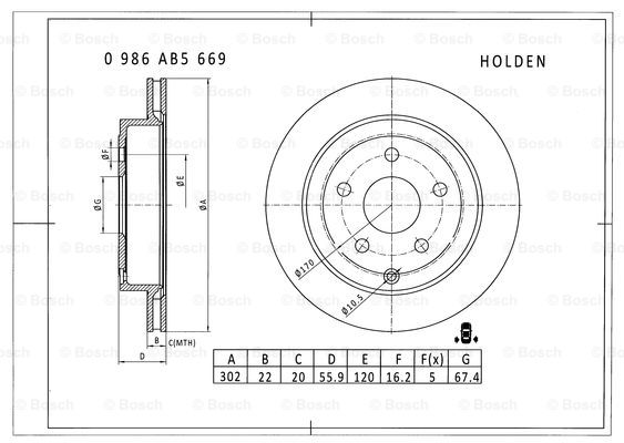 BOSCH 0 986 AB5 669 Brake Disc