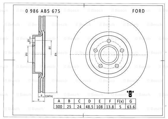 BOSCH 0 986 AB5 675 Brake Disc