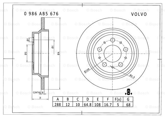 BOSCH 0 986 AB5 676 Brake Disc