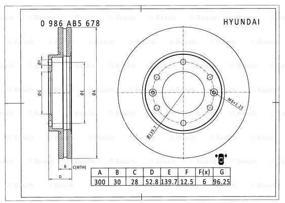 BOSCH 0 986 AB5 678 Brake Disc