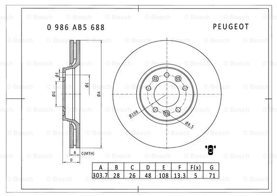 BOSCH 0 986 AB5 688 Brake Disc