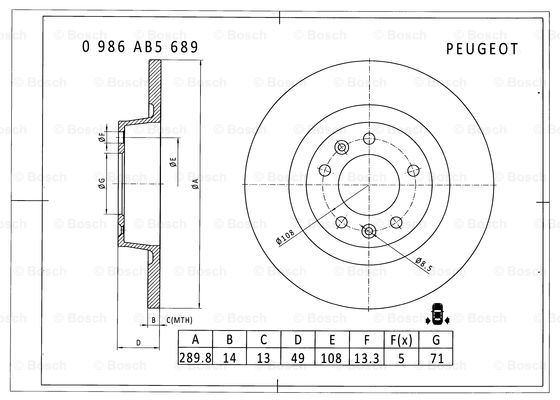 BOSCH 0 986 AB5 689 Brake Disc