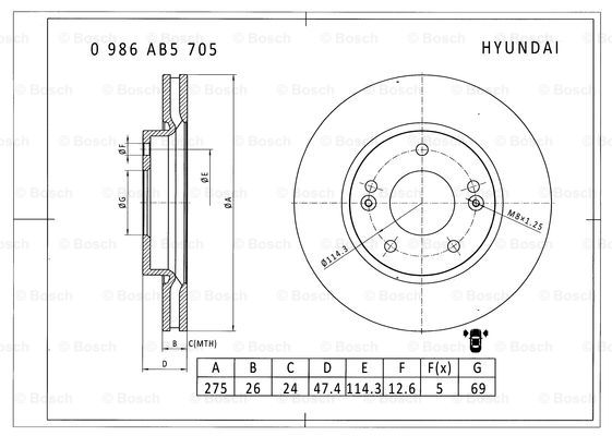 BOSCH 0 986 AB5 705 Brake Disc