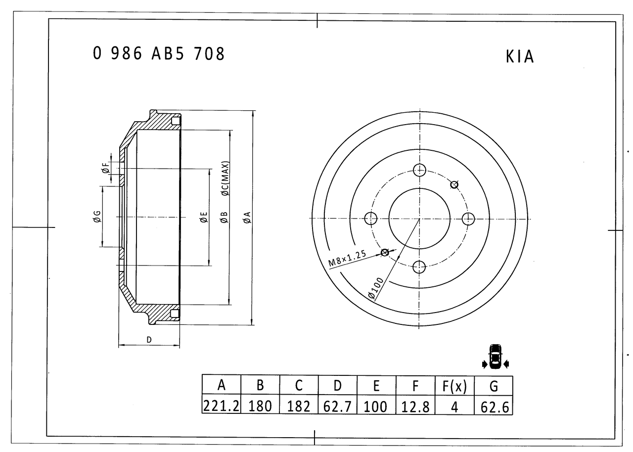 BOSCH 0 986 AB5 708 Bremstrommel