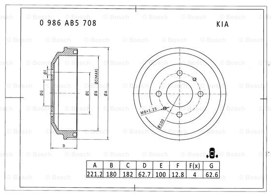 BOSCH 0 986 AB5 708 Brake Drum