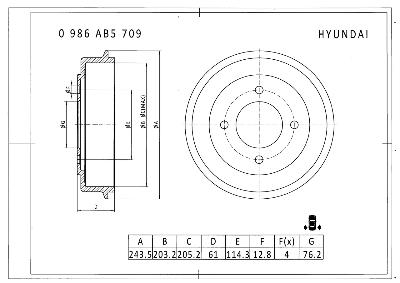 BOSCH 0 986 AB5 709 Bremstrommel