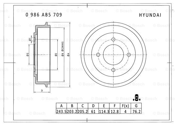 BOSCH 0 986 AB5 709 Brake Drum