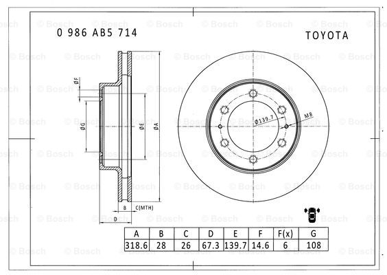 BOSCH 0 986 AB5 714 Brake Disc