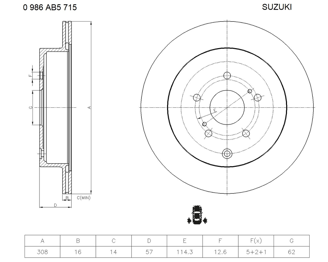 BOSCH 0 986 AB5 715 Brake Disc