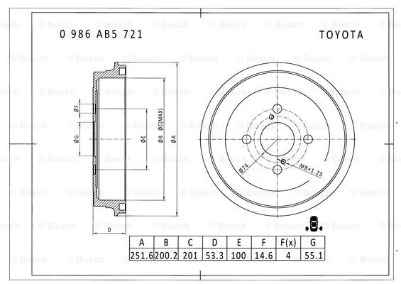 BOSCH 0 986 AB5 721 Brake Drum