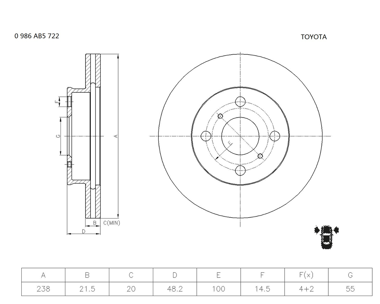 BOSCH 0 986 AB5 722 Brake Disc