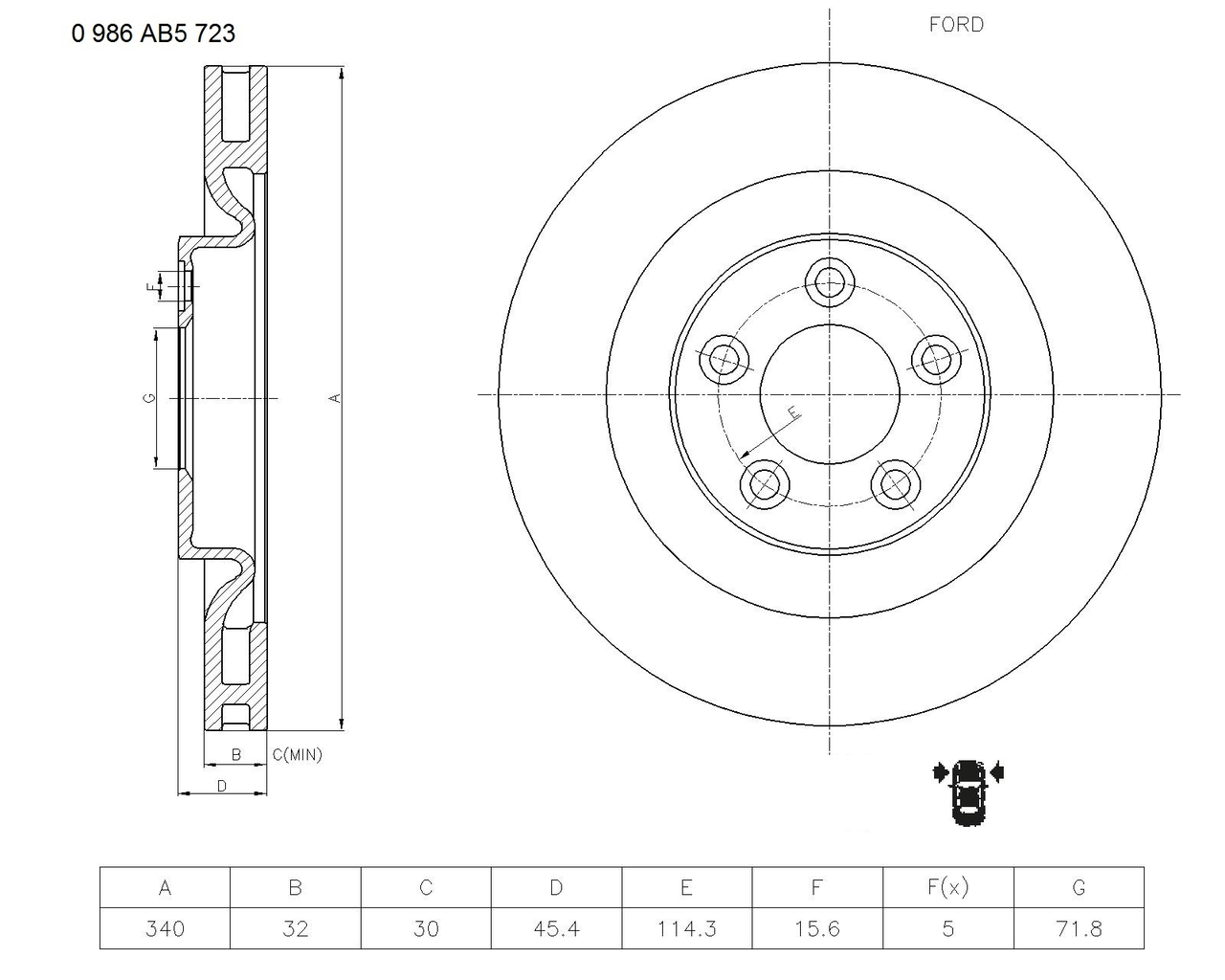 BOSCH 0 986 AB5 723 Brake Disc