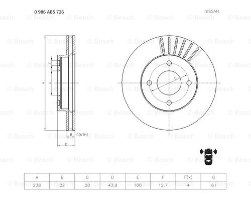 BOSCH 0 986 AB5 726 Brake Disc