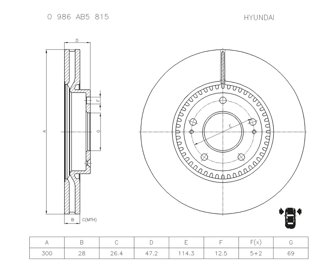 BOSCH 0 986 AB5 815 Brake Disc