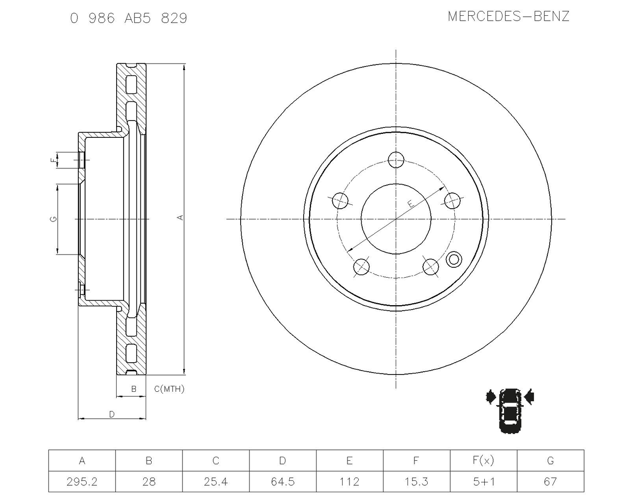 BOSCH 0 986 AB5 829 Brake Disc