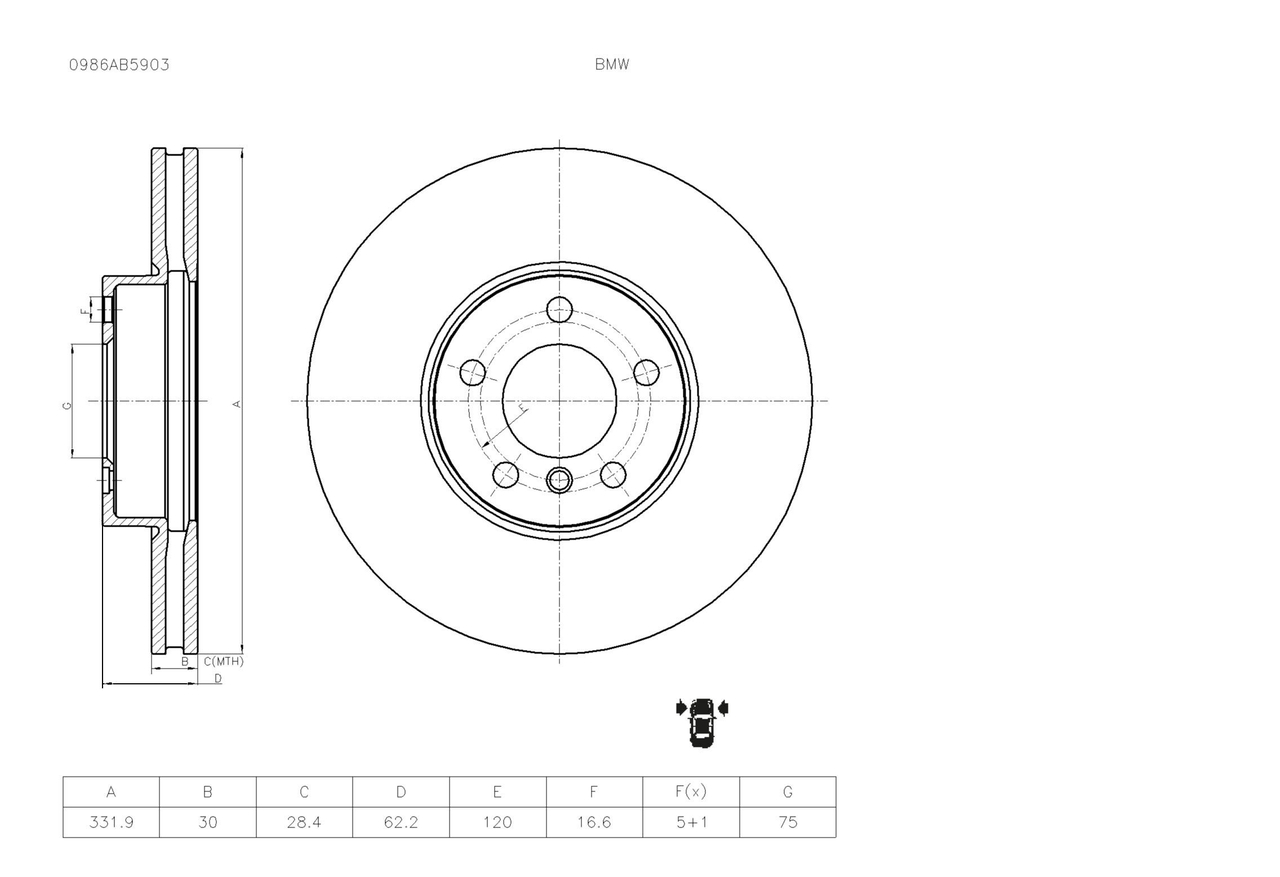 BOSCH 0 986 AB5 903 Bremsscheibe