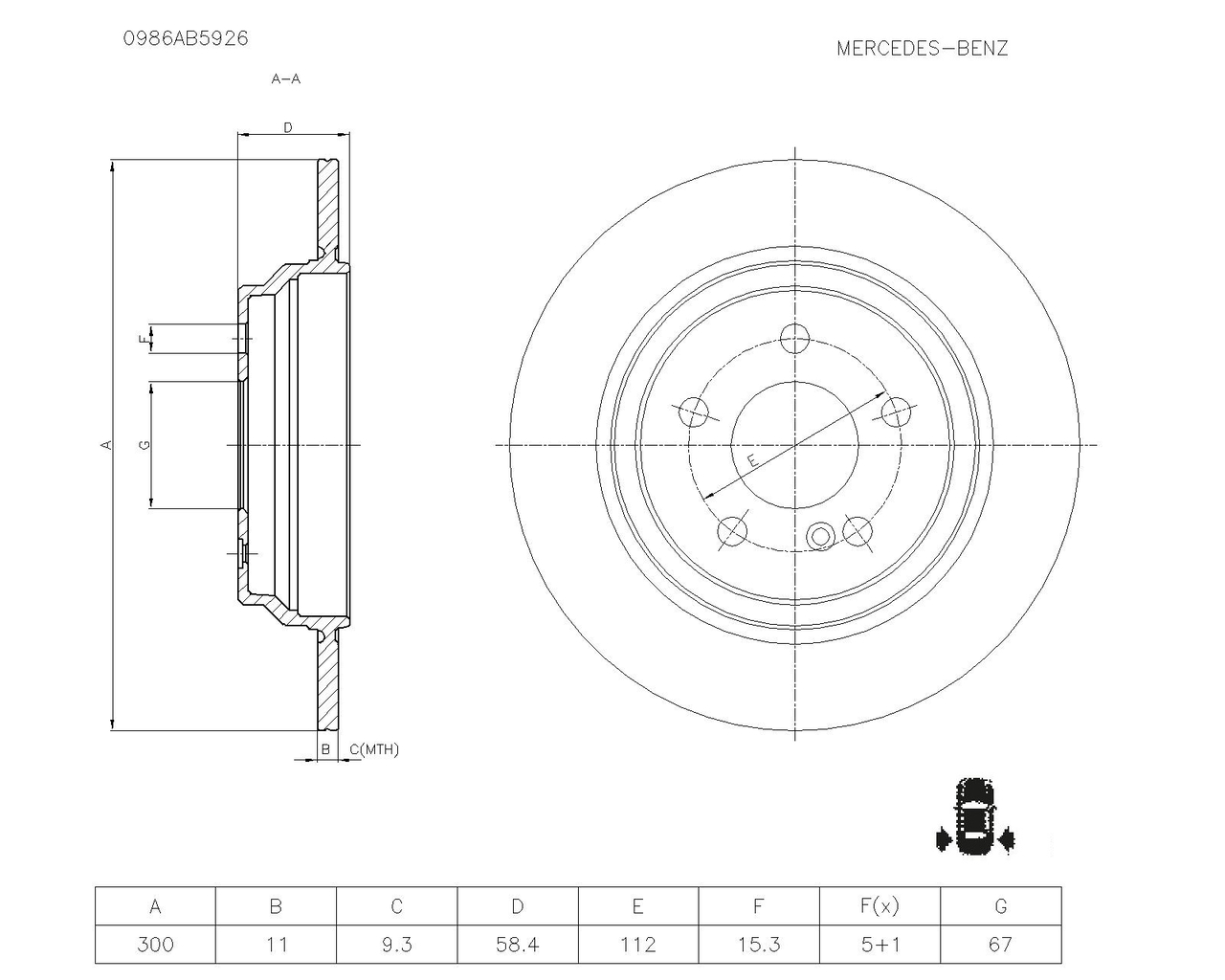 BOSCH 0 986 AB5 926 Brake Disc