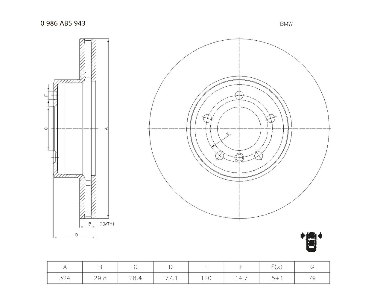 BOSCH 0 986 AB5 943 Brake Disc